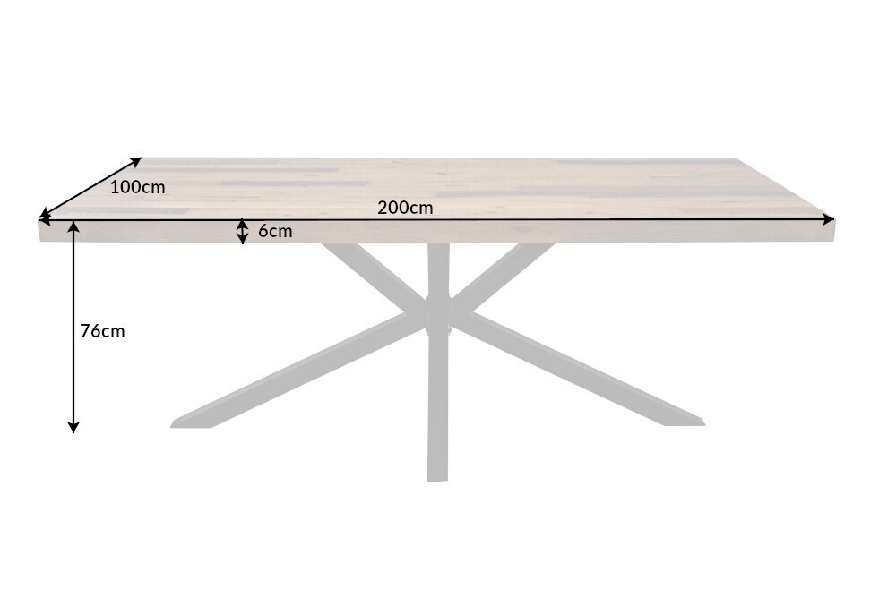 riess-ambiente Esstisch GALAXIE - 240cm massiv vintage braun recyceltes Pinienholz schwarzes Stahlgestell