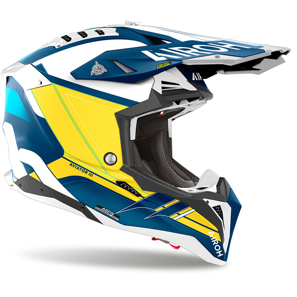 Airoh - Casque Aviator 3 Saber Bleu / Jaune / Blanc / Mat