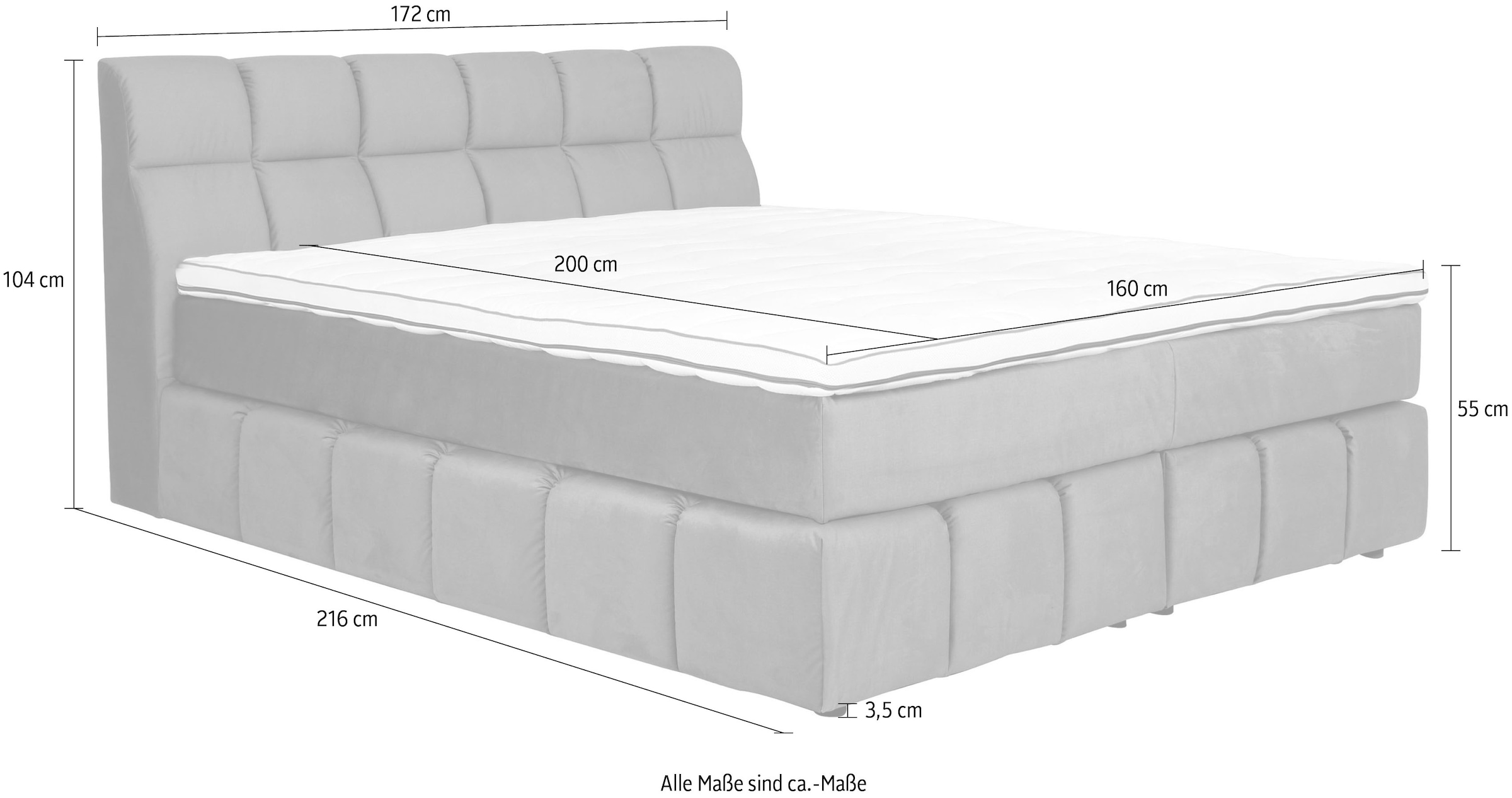 PLACES OF STYLE Boxspringbett »Paxton« Neue Toppervarianten!