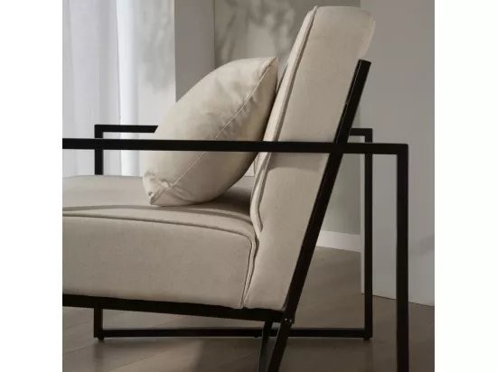 Fauteuil textile et métal Beige 64x80