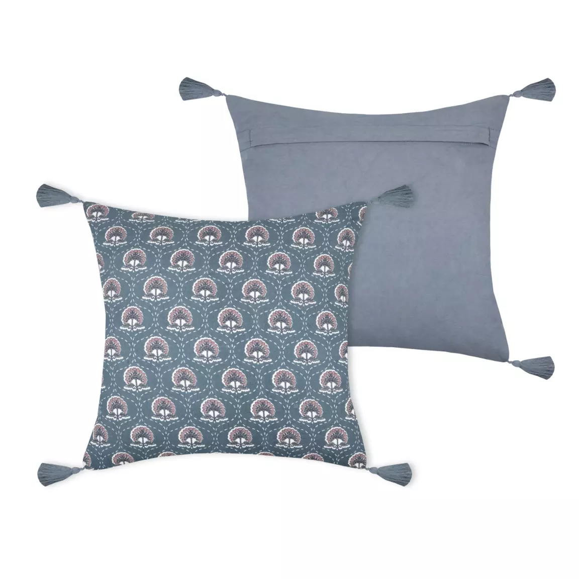 Coussin carré gaze de coton (40 cm) Sunda Bleu indigo