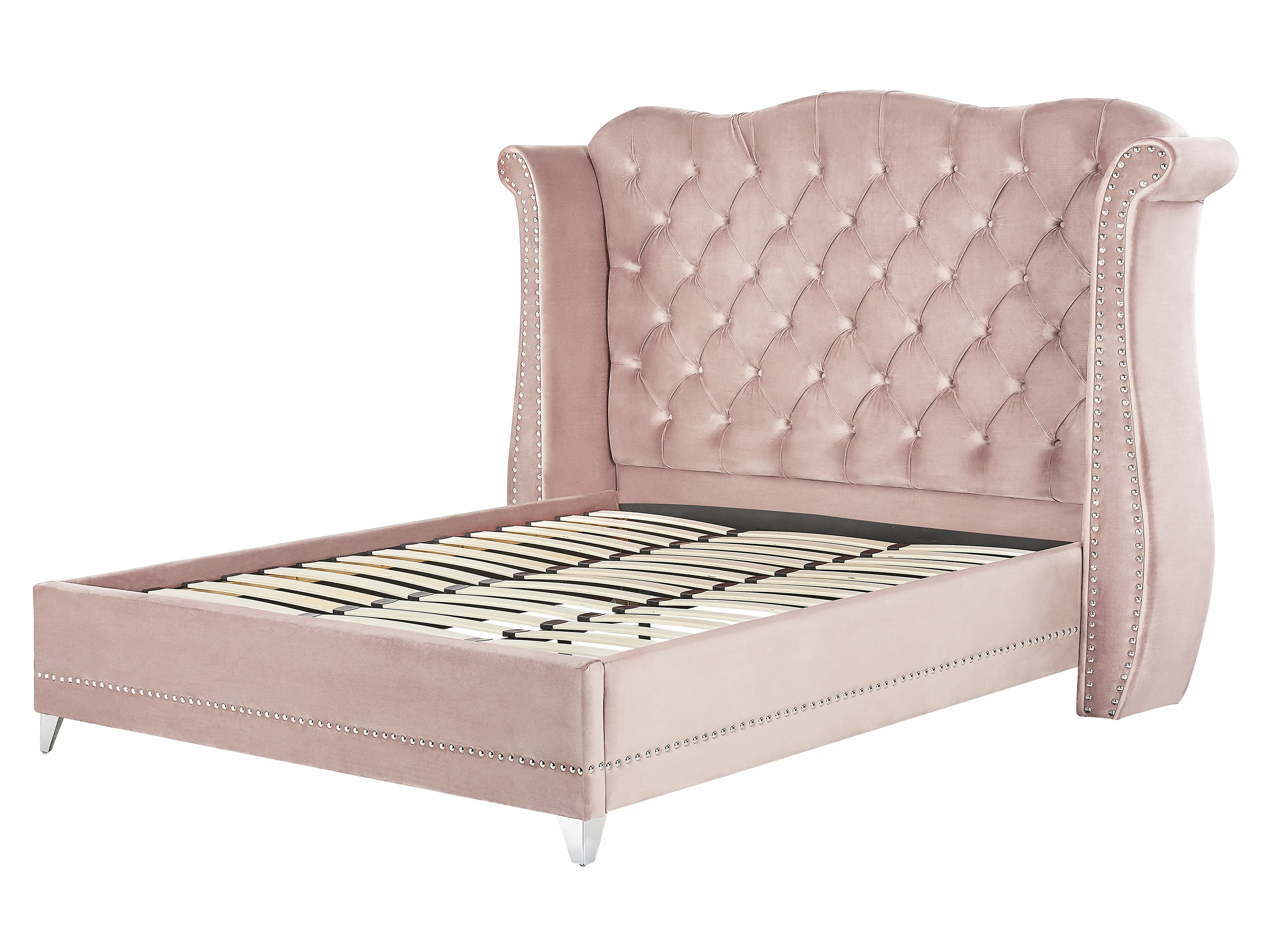 Bed Fluweel AYETTE 180 x 200 cm Pastelroze