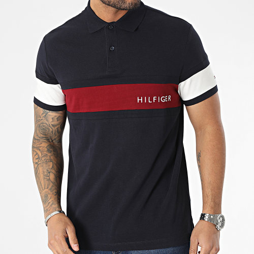 Polo Manches Courtes Colourblock Placement 0755 Bleu Marine