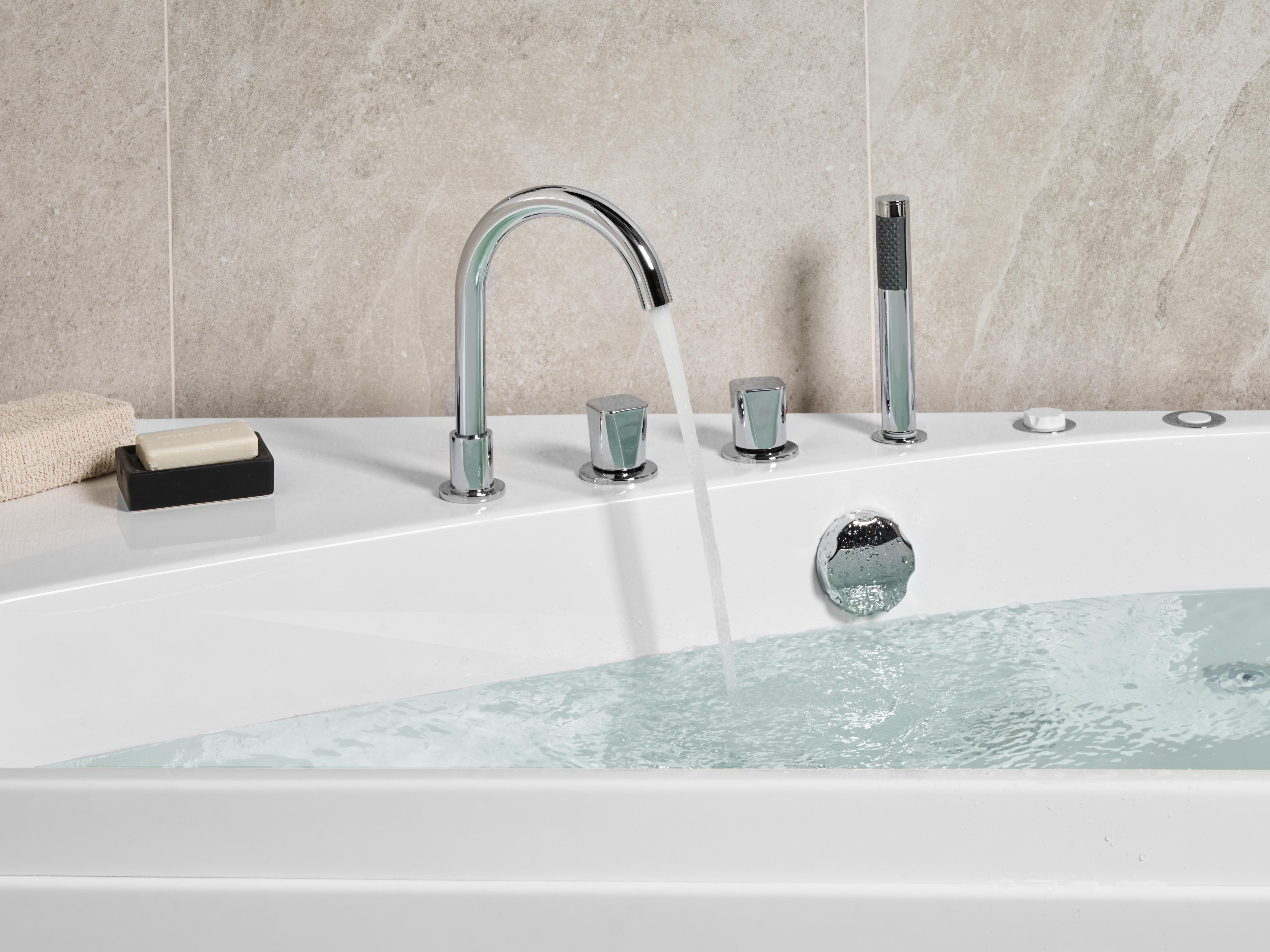 Hoek bubbelbad met LED CAURA rechtszijdig 175 x 80 cm Wit