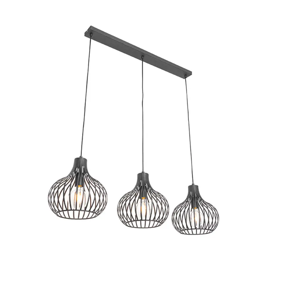 Qazqa hanglampen saffira zwart e27
