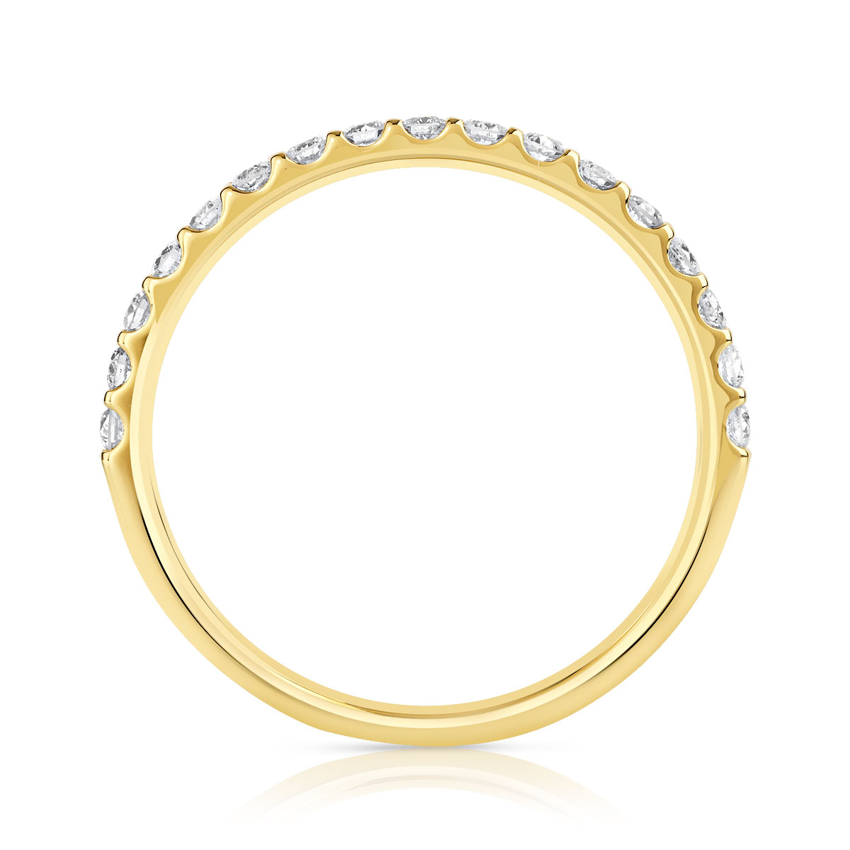 Alliance demi-T or 750 jaune diamants synthétiques 0.25 carat