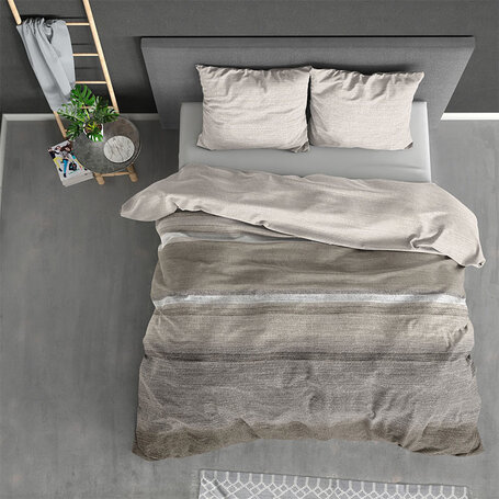 Dekbedovertrek Flanel Stone Stripe - Taupe