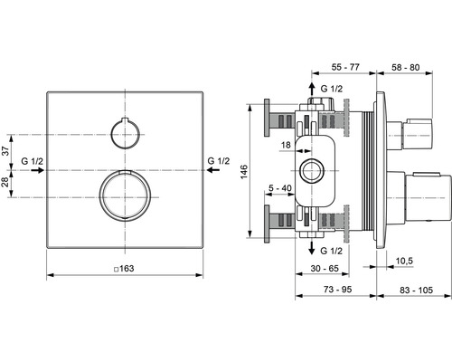 Ideal Standard badkraan met thermostaat CERATHERM C100 zijdezwart mat A6956XG