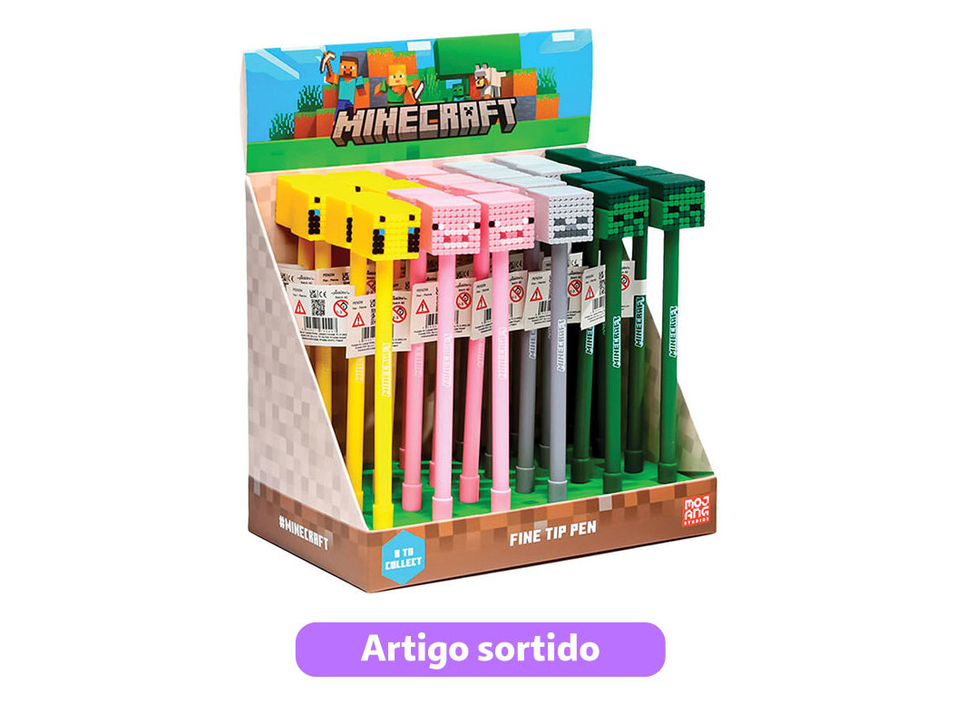 ESFEROGRÁFICA MINECRAFT COR PRETA MODELOS SORTIDOS