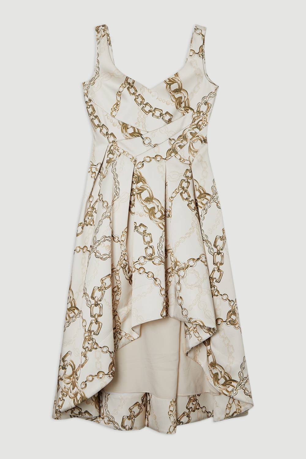 KarenMillen Robe maxi de bal structurée en satin de viscose à imprimé chaîne et coupe ajustée