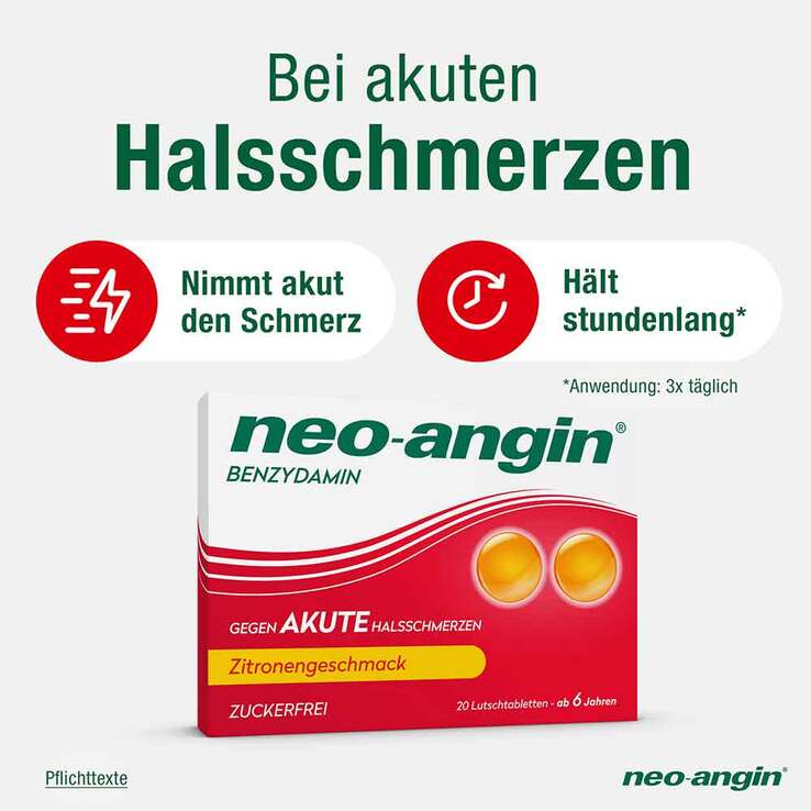 neo-angin Benzydamin gegen akute Hasschmerzen Zitrone, 20 St