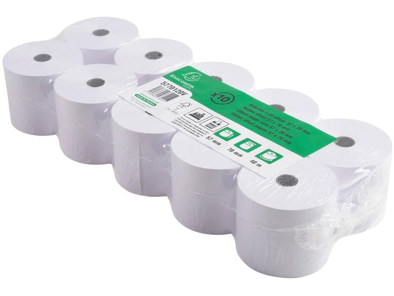 Exacompta Papierrolle 57 mm Extra Weiss, 10 Stück Additions-, und Kassenrollen