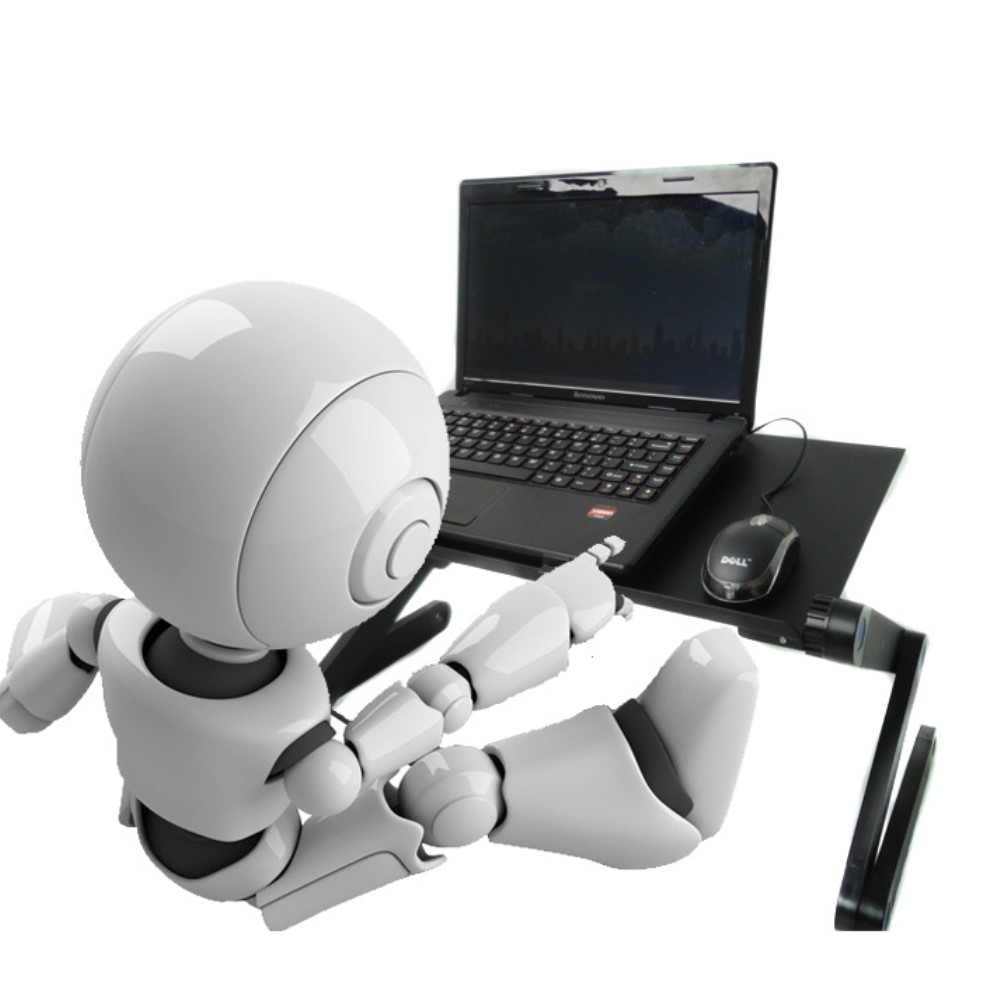 Verstellbarer Alu Tischständer Betttisch mit Lüftungsschlitzen   Mausablage für Macbook / Notebook / Laptop - Schwarz