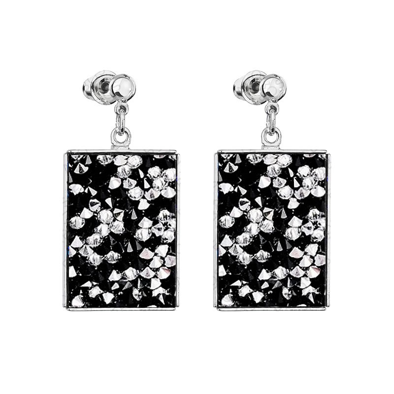 Boucles d'oreilles cristal en plaqué or blanc et rhodié
