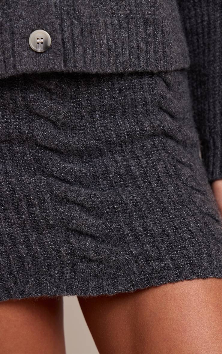 Charbon Mini-jupe En Maille Torsadée
