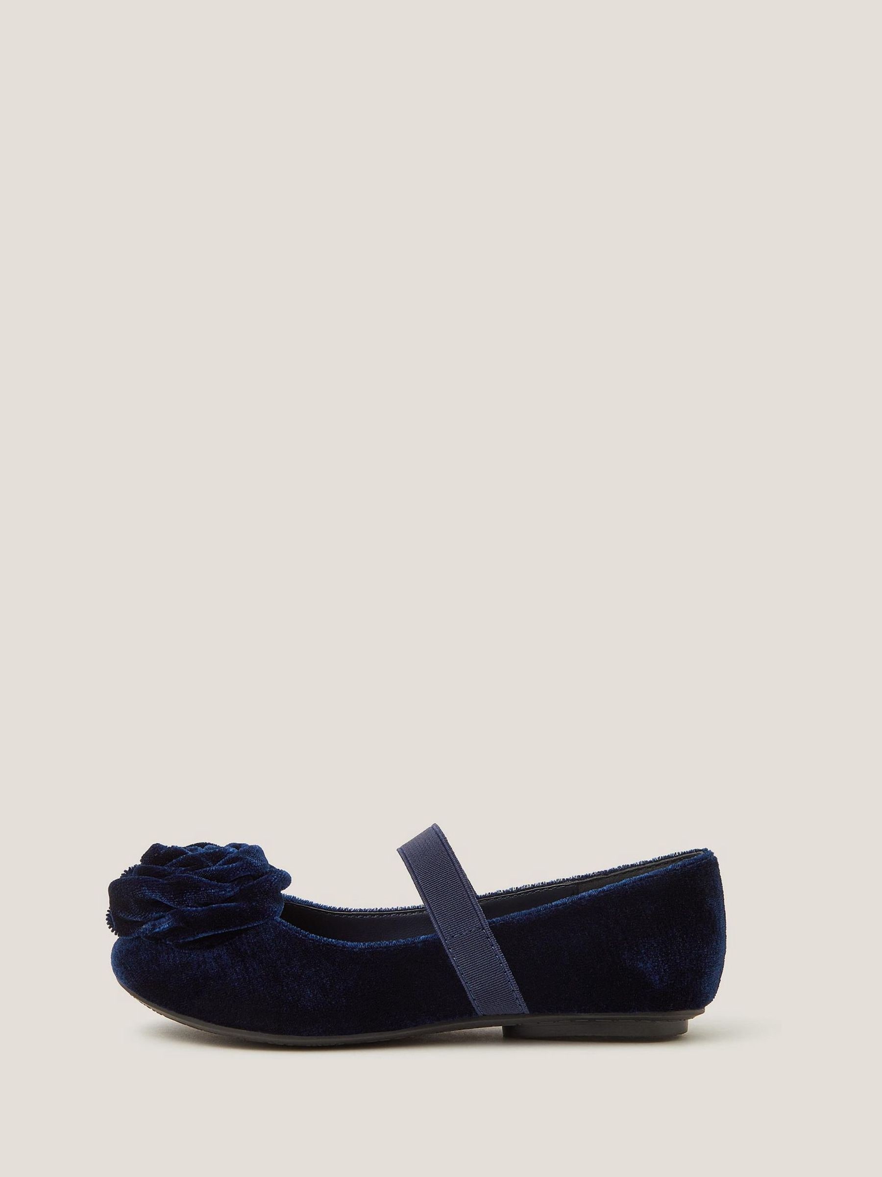 Monsoon Rosette Velvet Strap Ballet Flats