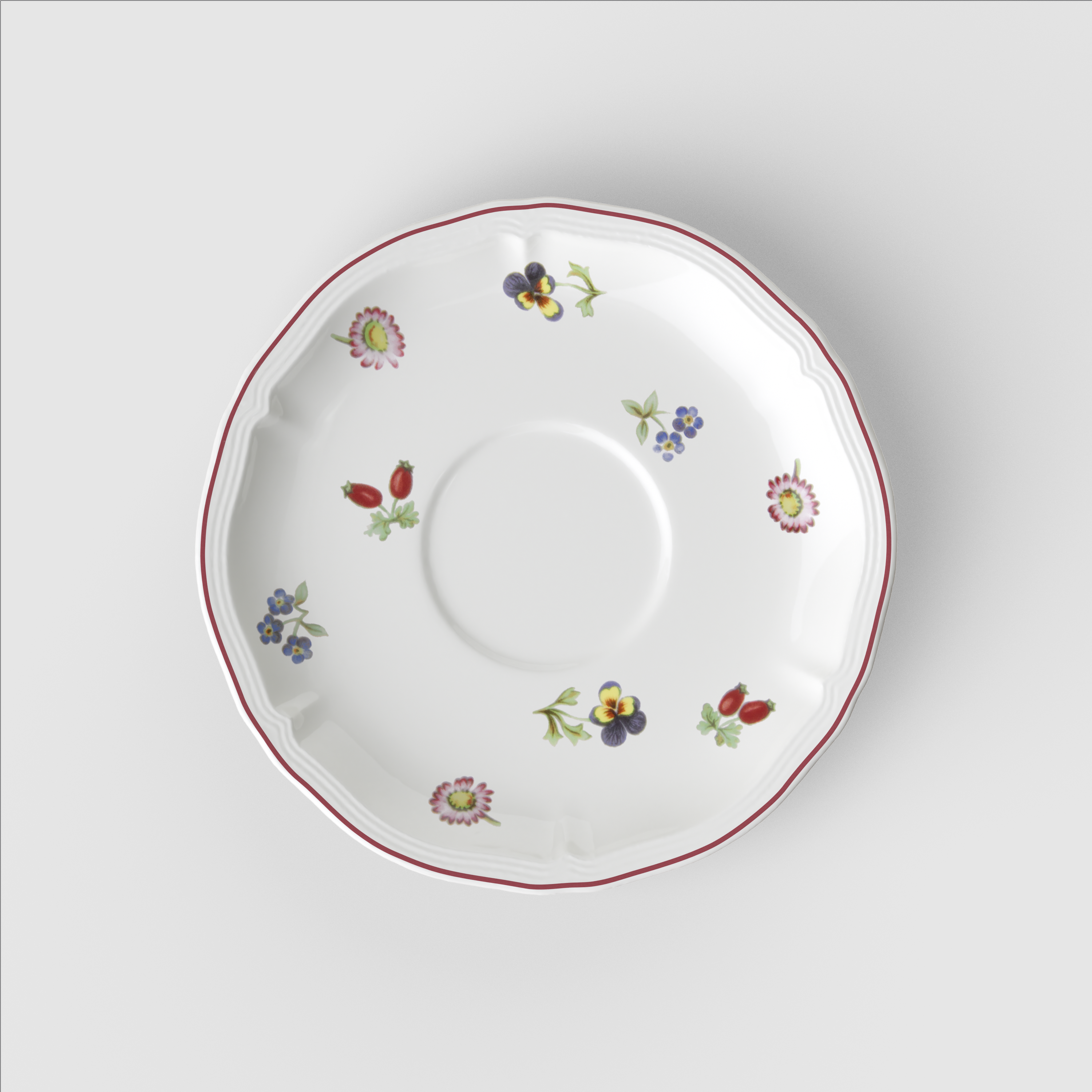 Petite Fleur White coffee cup saucer White, 6.7'', Premium Porcelain