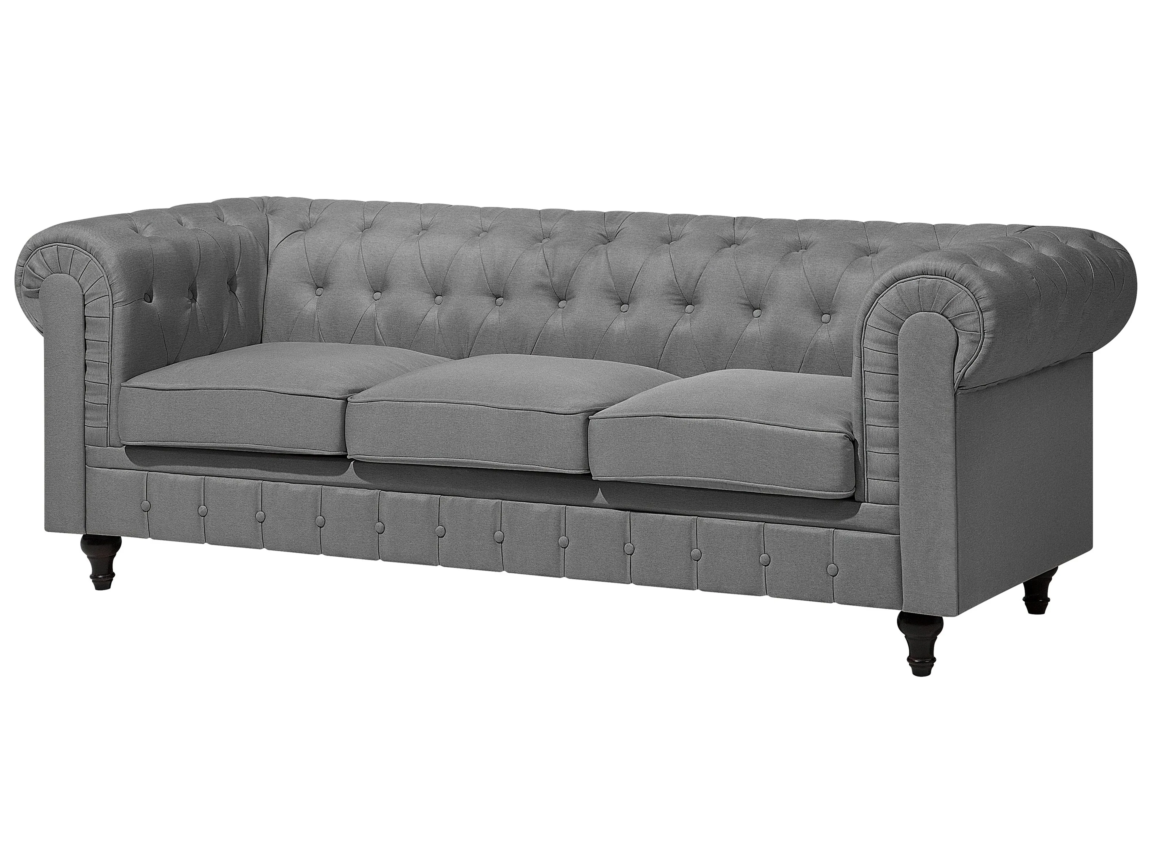 Bankenset 4-zits CHESTERFIELD Stof Lichtgrijs