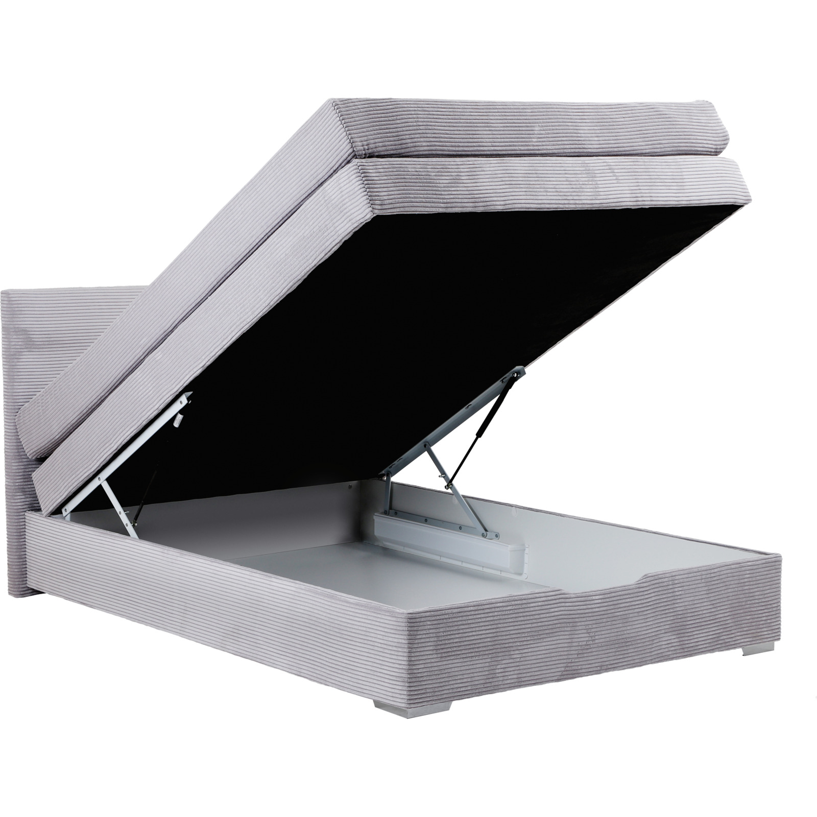 Boxspringbett Porto Cordstoff hellgrau 120 x 200 cm