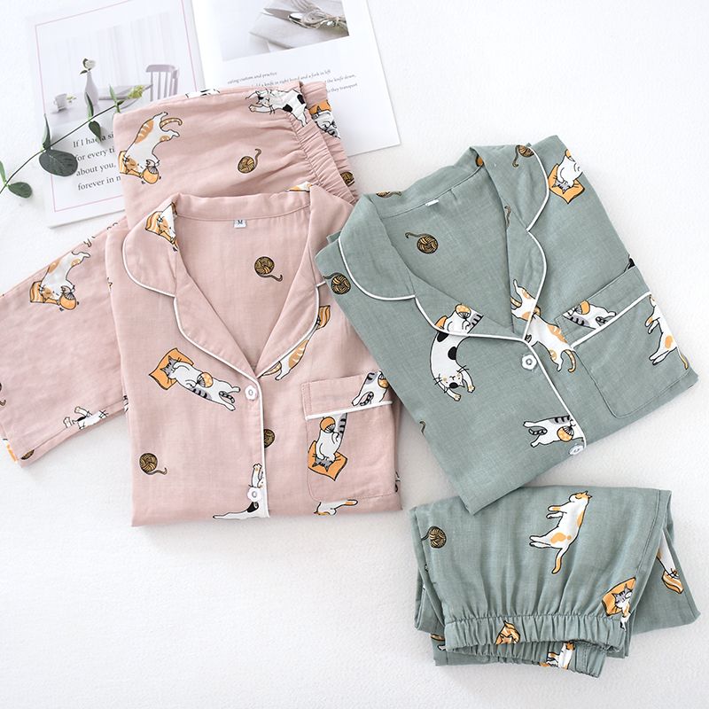 MelMount - Bijpassende pyjamaset voor koppels: shirt met kattenprint + broek