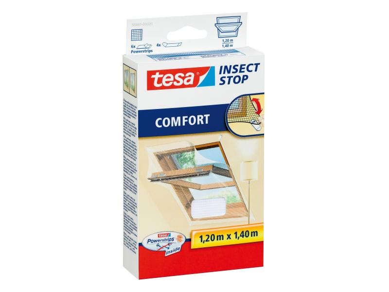 tesa Fliegengitter Insect Stop Comfort Dachfenster Insektenschutz für Dachfenster, weiss