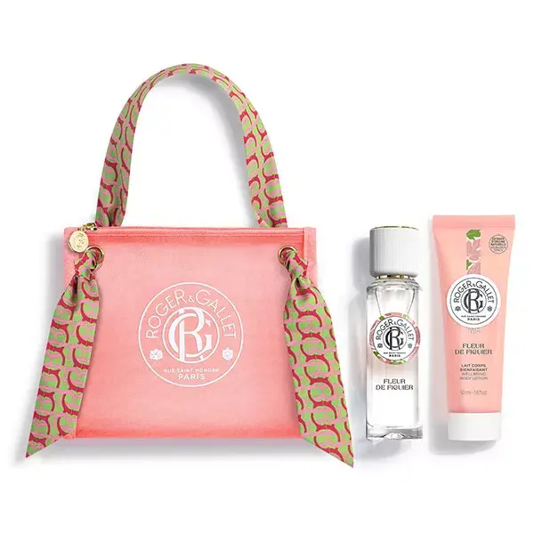 Conjunto de presente Roger & Gallet: Óleo essencial perfumado de flor de figo aquático 30ml e loção corporal.