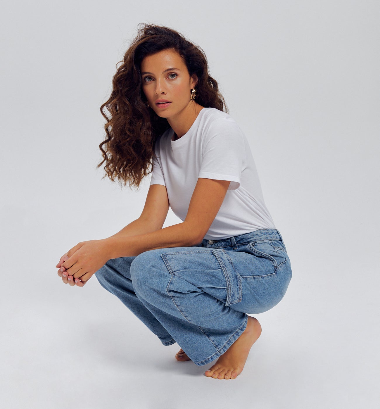 Jean large cargo Femme - Jean moyen
