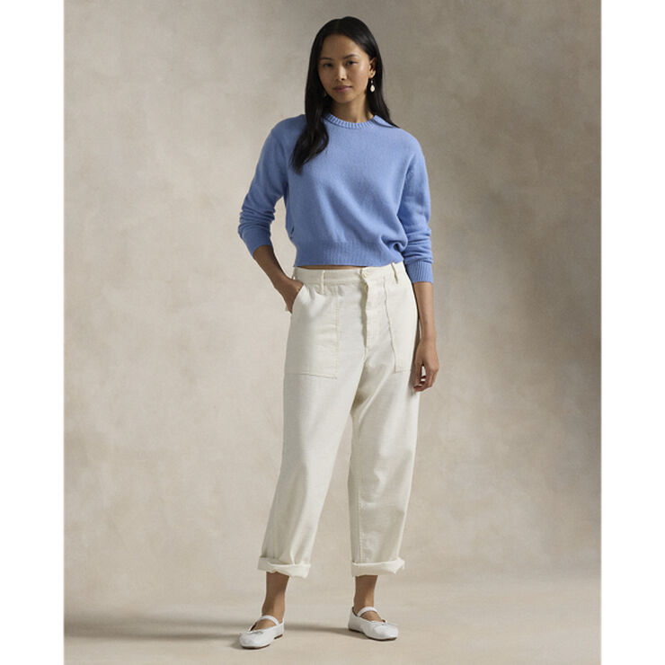 Polo Ralph Lauren Wool-Blend Cropped Crewneck Sweater New litchfield blue