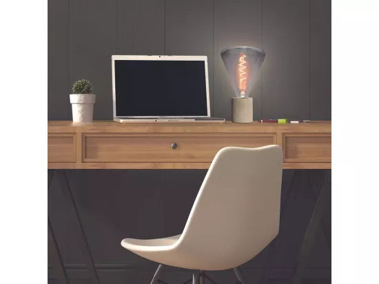 Ampoule pyramide LED spirale teinté gris 19 cm