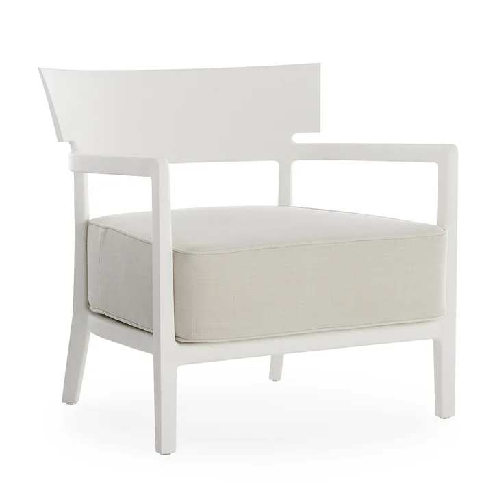 Kartell - Cara Outdoor Sessel, Gestell weiss matt / Bezug weiss