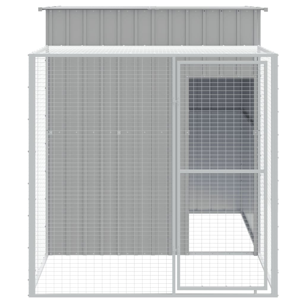 Galinheiro vidaXL com área externa, aço galvanizado, cinza claro, 165x251x181cm