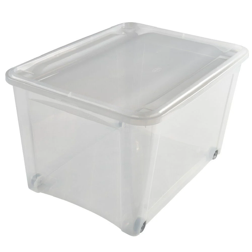 Box de rangement à roulettes transparent 140L
