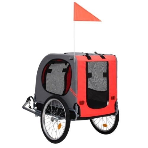 Reboque de bicicleta para animais de estimação vermelho e preto