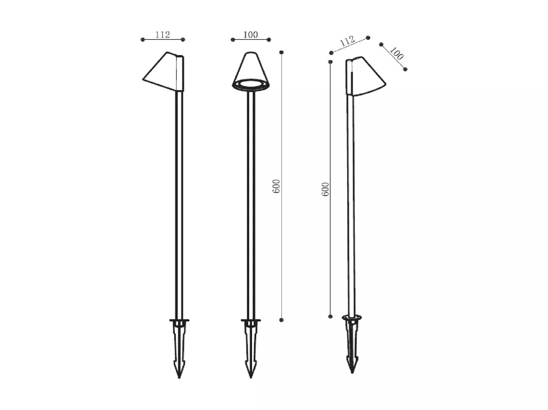 Balise Extérieur LED 6W sur Pied 60cm avec Piquet Drimlec Noir mat