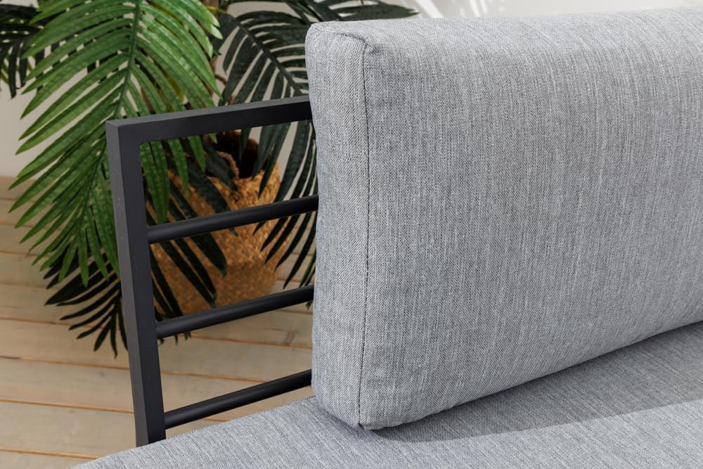 Riess Ambiente Verstellbare Gartenlounge MODULAR Miami - 230cm - grau Natur anthrazit - Liege Gartensofa inkl. Sitzpolster und Ablagetisch