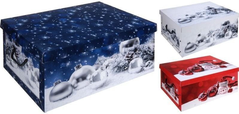 Witte kerstballen/kerstversiering opbergbox 49 cm