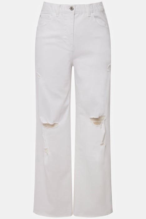 Jeans, Wide Legs, Destroyed, High Waist, 5-Pocket, Elastikbund