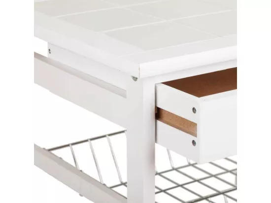 Chariot de cuisine en pin et blanc dm
