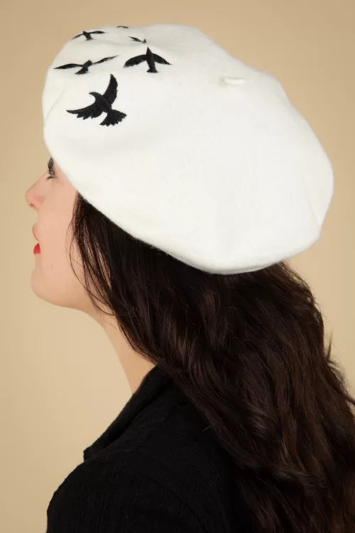 Bronté Birdy baret in gebroken wit
