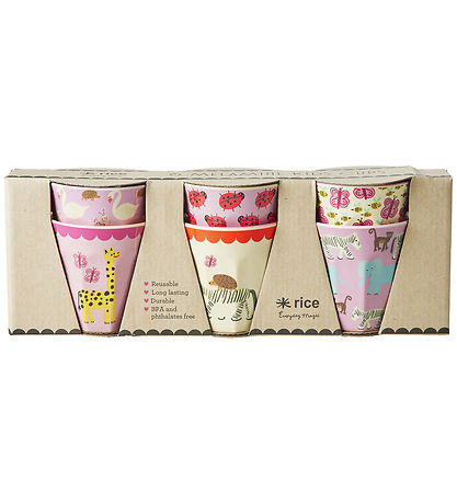 Rice Becher - Melamin - 6 st. - 160 ml - Multi/Wildlife Drucke