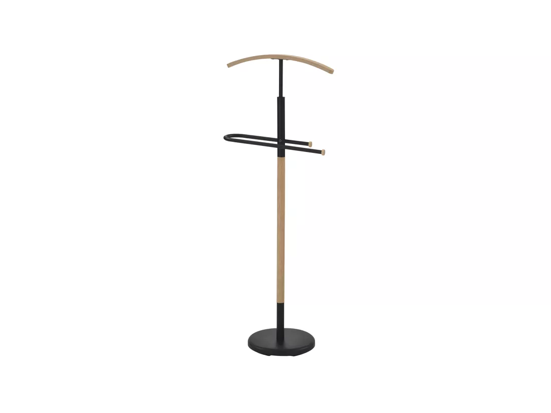 Valet de chambre - H120cm x L47cm x P28cm - métal et bois noir/chêne - Wood