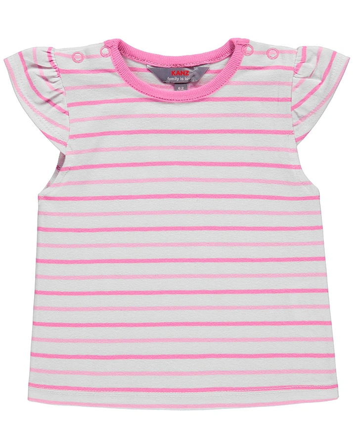 T-Shirt JUNGLE CLUB mit Flügelärmeln in weiß/pink