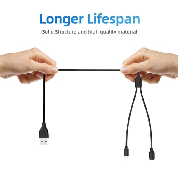 INF Llader for USB-C mobiltelefon og sportsklokke Sort Garmin Fenix, Forerunner, Vivoactive etc. 1.2 m