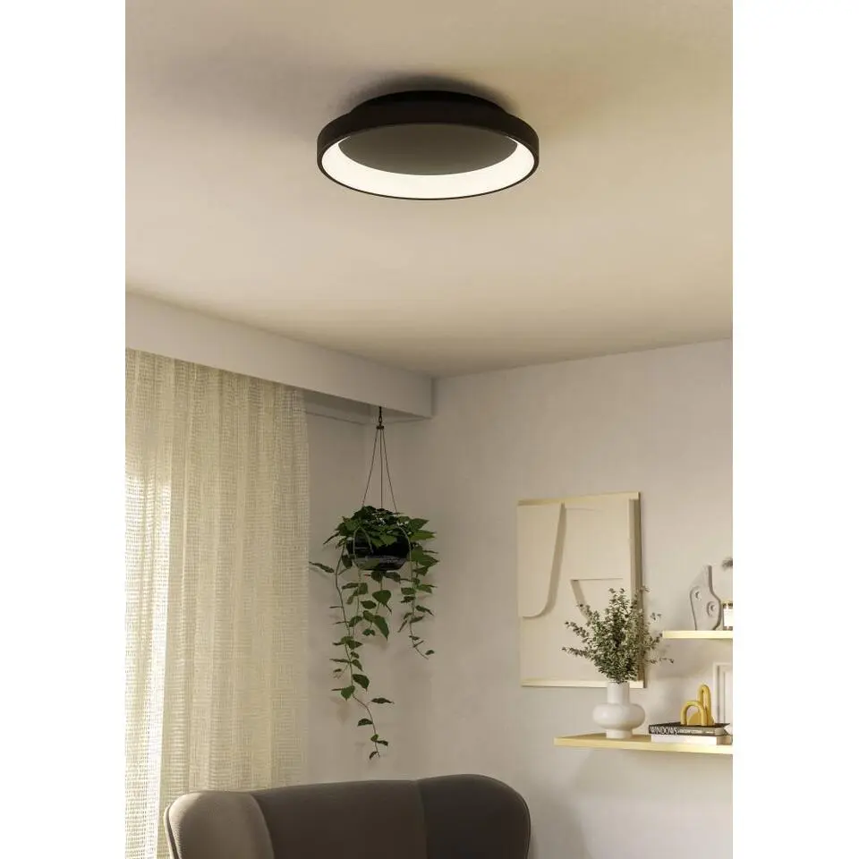 EGLO Loretello Plafonnière - LED - Kunststof/Staal - Zwart