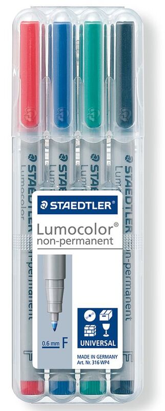 Staedtler Folienschreiber Lumocolor non-permanent F, 4er Etui, assortiert
