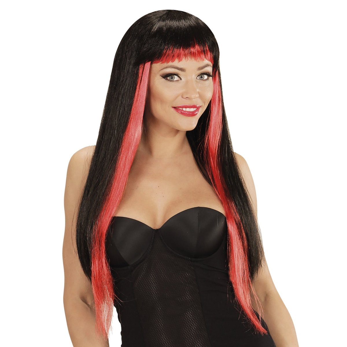 Halloween Pruik Zwart Rood Gothic
