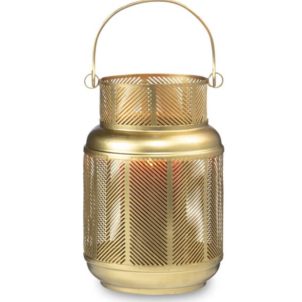Blokker Theelichthouder Roxy - 15x15x22 cm - Goud