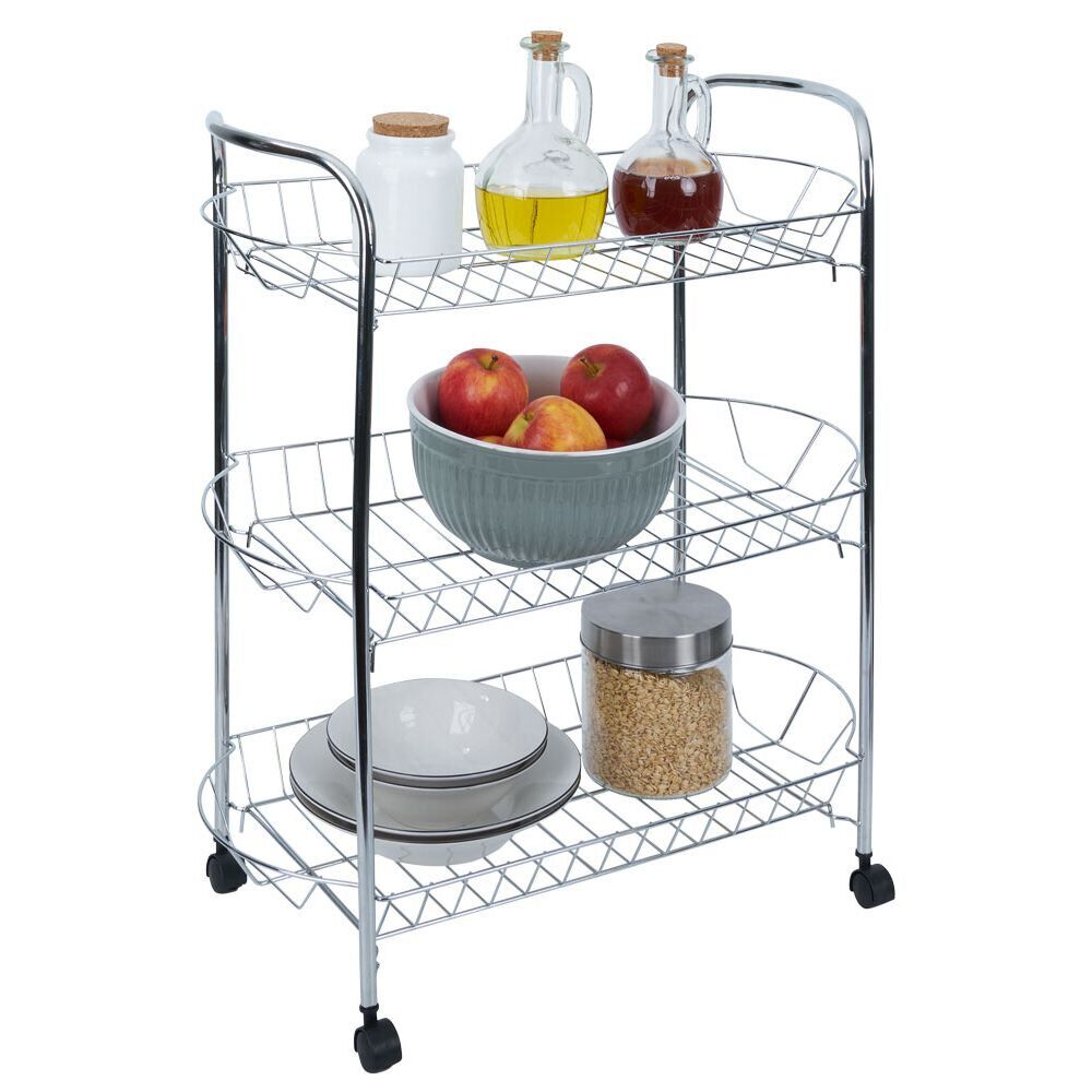 Desserte en métal gris 3 niveaux - L.51xl.26,5xH.57cm