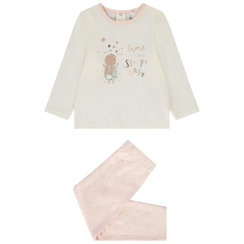 Pyjama 2 pièces en interlock Sleepy Baby pour bébé fille - Ecru
