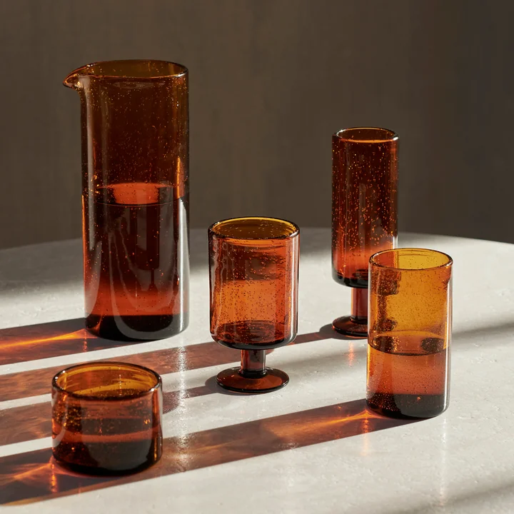 Ferm Living - Oli Weinglas, recycelt amber